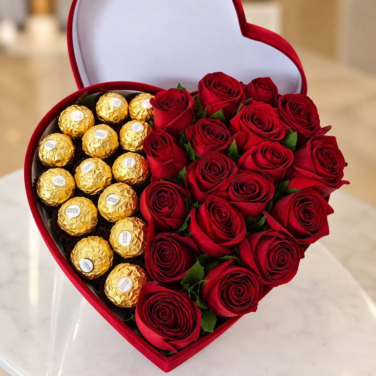 Caixa de Coração com Rosas