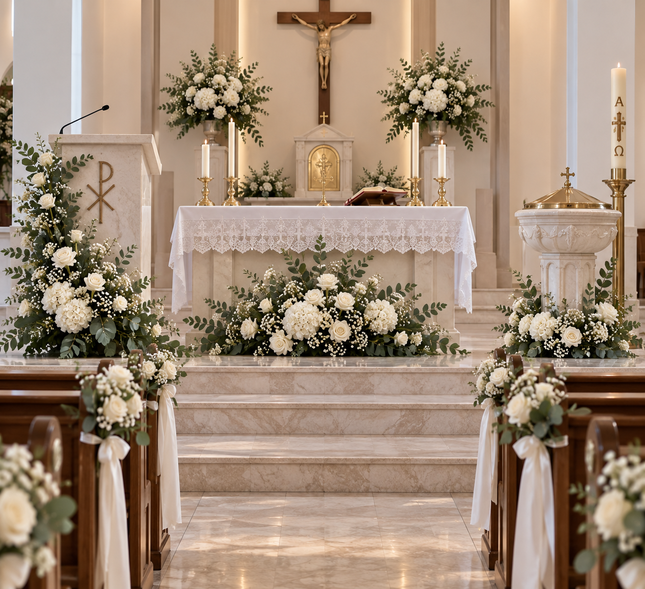 Decoración floral para iglesia