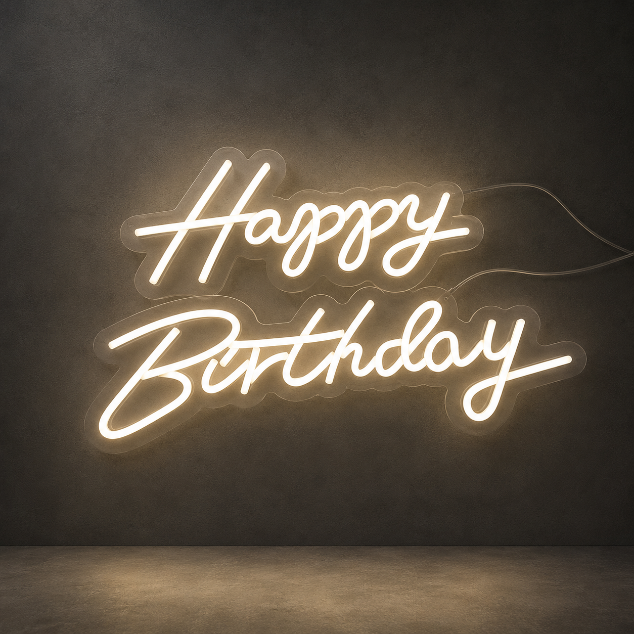 Letreiro Led happy birthday luz Branca